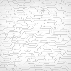 Aufkleber - Circuit Board Technology Information Pattern Concept Vector Background. Grayscale Color Abstract PCB Trace Data Infographic Design Illustration.