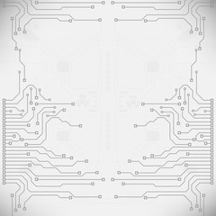 Poster - Circuit board grayscale tone futuristic digital technology communication system background template vector design. HUD element technology control panel texture illustration.
