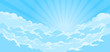 Simple sky background with clouds and sun