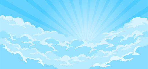 simple sky background with clouds and sun