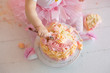 Pink smash cake for girl