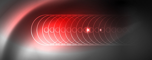 Shiny neon techno template. Neon lines background, 80s style laser rays