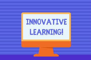 Poster - Conceptual hand writing showing Innovative Learning. Concept meaning Interdisciplinary teaching that stirs analytic thinking Blank Desktop Computer Colorful Screen Freestanding on Table
