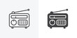 © alekseyvanin - Retro radio icon. line and glyph version, outline and filled vector sign. Old radio with antenna linear and full pictogram. Symbol, logo illustration. Different style icons set
