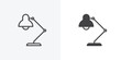© alekseyvanin - Desk lamp icon. line and glyph version, outline and filled vector sign. Table lamp linear and full pictogram. Symbol, logo illustration. Different style icons set