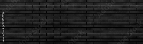 Naklejka - mata magnetyczna na lodówkę Panorama of Modern black brick wall texture for background