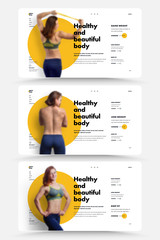 Poster - Design is the main page of the website for a sports trainer, nutritionist or gym.