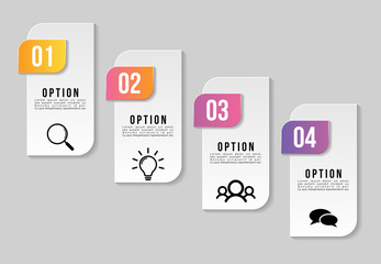 Vector Infographic Design Template with Options Steps and Marketing Icons can be used for info graph, presentations, process, diagrams, annual reports, workflow layout