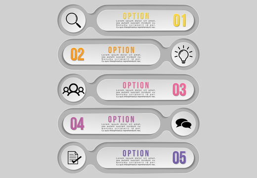 Vector Infographic Design Template with Options Steps and Marketing Icons can be used for info graph, presentations, process, diagrams, annual reports, workflow layout