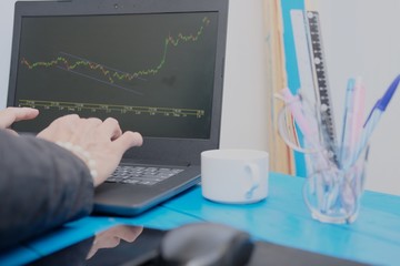 Poster - Double exposure businessman and stock market or graph suitable for financial investment concept background