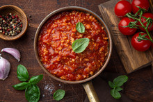 Traditional Italian Bolognese Sauce In Saucepot