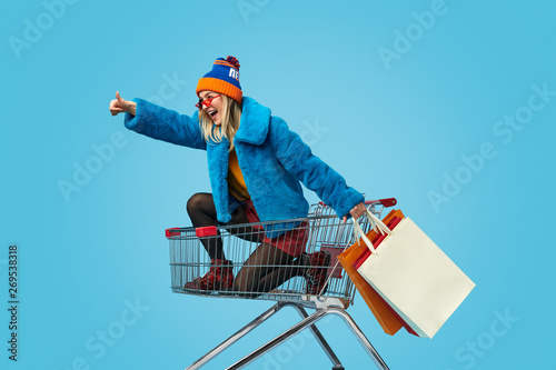Young woman approving crazy shopping Tableau sur Toile