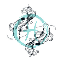pisces sign hand drawn illustration isolated