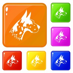 Poster - Great dane dog icons set collection vector 6 color isolated on white background