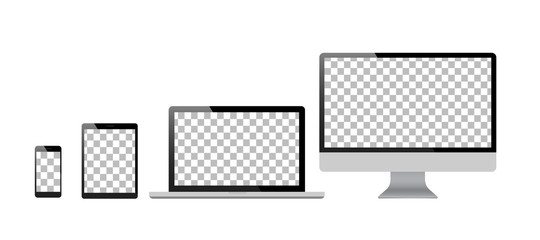 Poster - Set of computer, laptop in a flat vector style