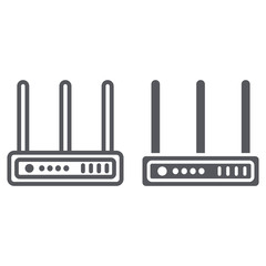 Fototapete - Wifi router line and glyph icon, network and connection, internet sign, vector graphics, a linear pattern on a white background.