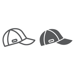 Poster - Cap line and glyph icon, clothes and accessory, sport hat sign, vector graphics, a linear pattern on a white background.