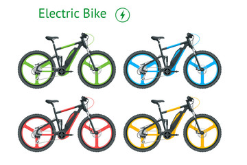 Wall Mural - Modern Electric bike isolated on white background. City Life with Eco Transportation. Healthy Lifestyle.