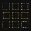 © Kirill - Vector isolated square golden calligraphic frames and fancy gold wedding borders. Hand drawn set of filigree design elements.