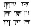 © Kirill - Hand drawn set of ink drip. Paint splatters background. Fluid texture. Melting graffiti drops. Vector isolated grunge stain.