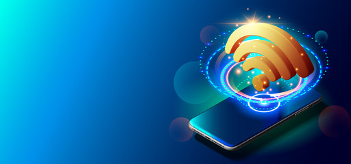 Creative Vector Illustration of WiFi 5G Network Wireless Technology Vector Illustration. Art Design of Wireless Signal Communication. Network Security System Concept. Abstract Concept Graphic Element.