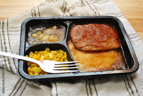 Microwaveable Salisbury Steak Tv Dinner Meal Stock Photo Adobe Stock