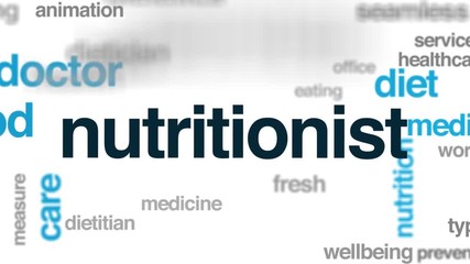 Sticker - Nutritionist animated word cloud. Kinetic typography.