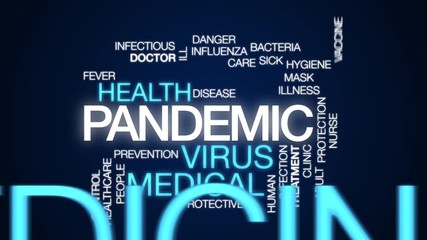 Wall Mural - Pandemic animated word cloud. Kinetic typography.