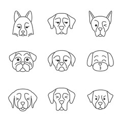 Canvas Print - Dogs cute kawaii linear characters