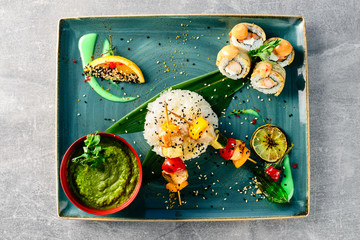 Sticker - Japan’s traditional cuisine yakitori with chicken and pea cream soup