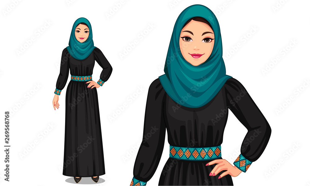 Vector illustration of Muslim women in traditional outfit Stock Vector ...