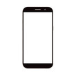 black smart phone with blank screen isolated on white