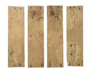 Wall Mural - wood plank weathered damaged set (with clipping path) isolated on white background