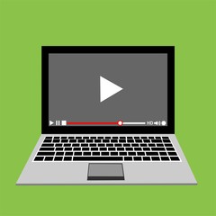 Modern video player design template for web and mobile apps flat style. Vector illustration