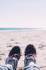 Poster - Girl relaxing on sand beach