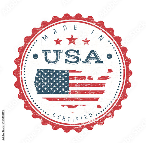 Photographie Made In USA Vintage Badge Seal/ Illustration of a cool vintage grunge textured m