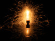 © Javier De La Torre/ADDICTIVE STOCK - Light bulb with sparklers from behind on black background