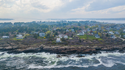 Wall Mural - Maine New England Coastline with Lighthouses