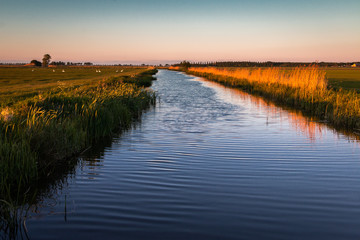 Beautiful ditch in the Netherlands, province Friesland nearby the village Harich region Gaasterland