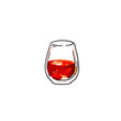 © Nataliia - Watercolor hand drawn illustration glass of cognac on white background. Picture of a alcoholic drink.
