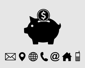 Poster - Piggy bank icon, money icon symbol vector with contact us vector