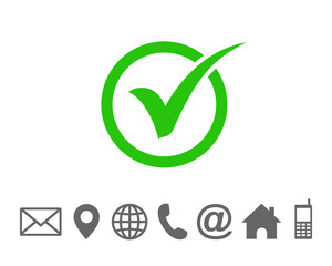 Poster - Check mark icon symbols vector, with contact us set icon