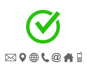 Poster - Check mark icon symbols vector, with contact us set icon