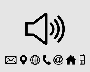 Poster - speaker icon symbol vector, with contact us set icon vector