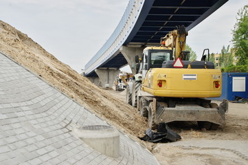 Krakow, district of Podgórze. Construction works at the railway overpass.