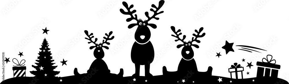 Christmas Silhouette Vector Moose and Gifts - obrazy, fototapety, plakaty 