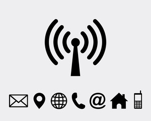 Poster - antenna icon symbol vector, with contact us icon symbol vector