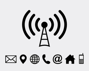 Poster - antenna icon symbol vector, with contact us icon symbol vector