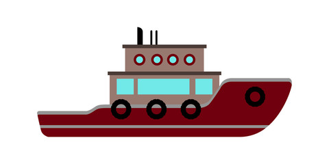 Wall Mural - Isolated side view of a fishing boat - Vector