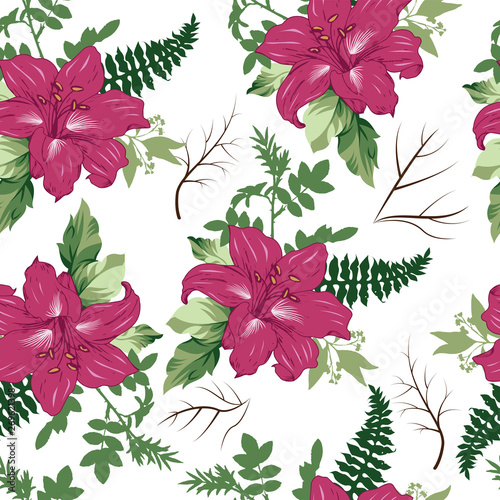 beautiful flower branches with leaf vector seamless pattern